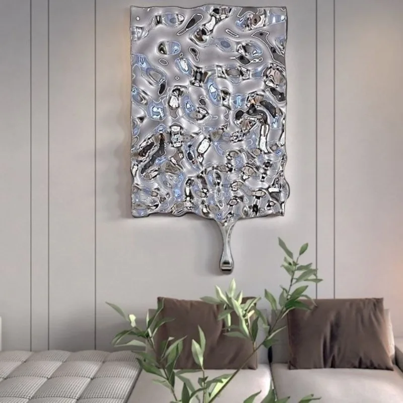 Luxury Wall Accents Modern Simple Abstraction Wall Accents Stainless Steel Water Ripple Pattern Crafts Large Metal Decoration