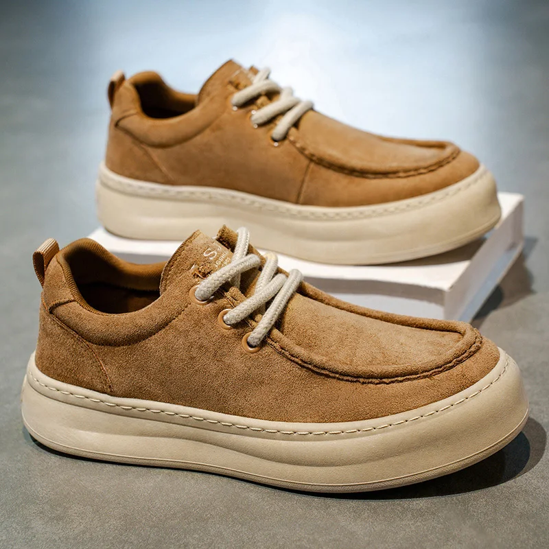 

Мужская ретро Briti Sle Fce Lined oes Повседневная спортивная работа Thi Bot Heightening Kangaroo oes Весенне-осенний сезон