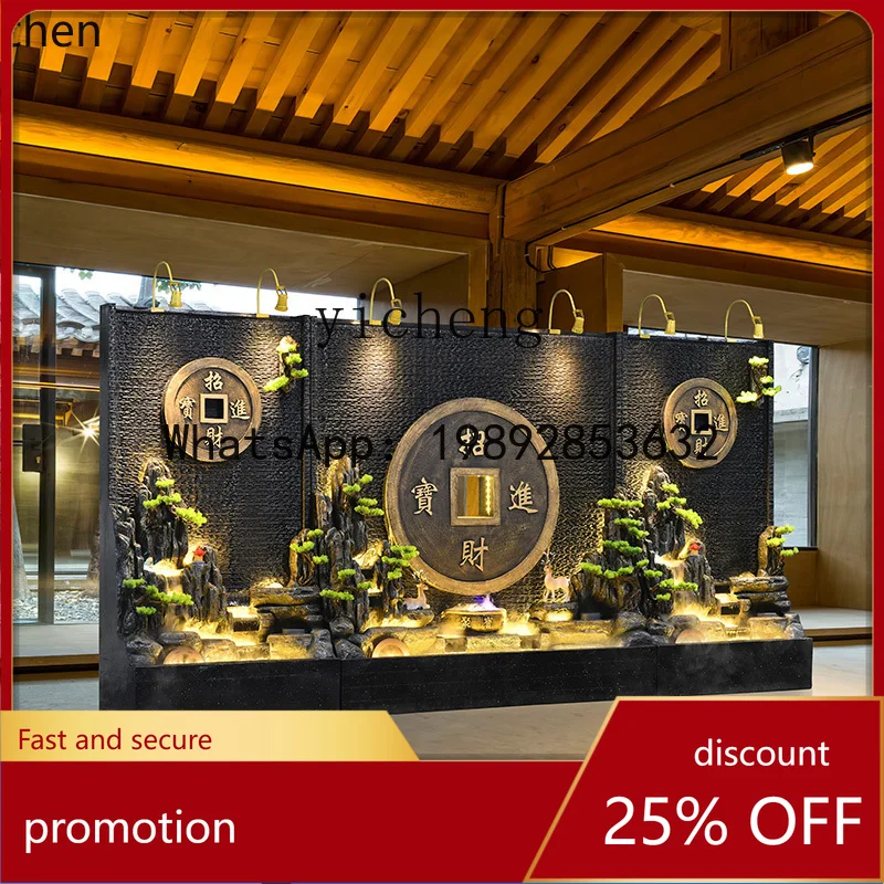 HT  living room interior landscaping fish pond curtain wall rockery ornament office wealth ornament