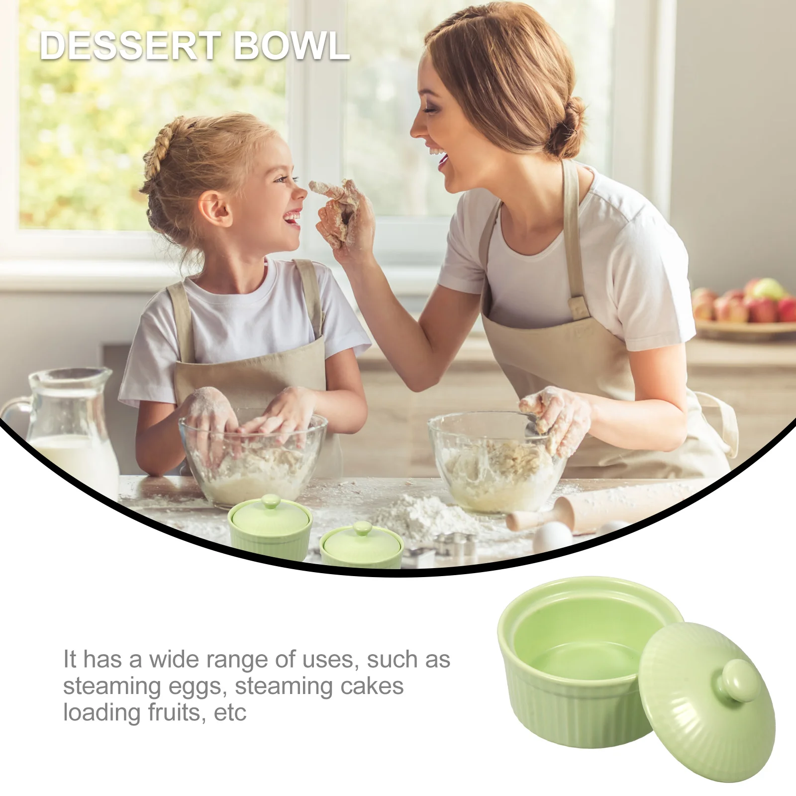 

1Pcs Lovely Exquisite Ceramic Baking Bowl Bright Colors Creative Design Steamed Eggs Dessert Dessert Bowl