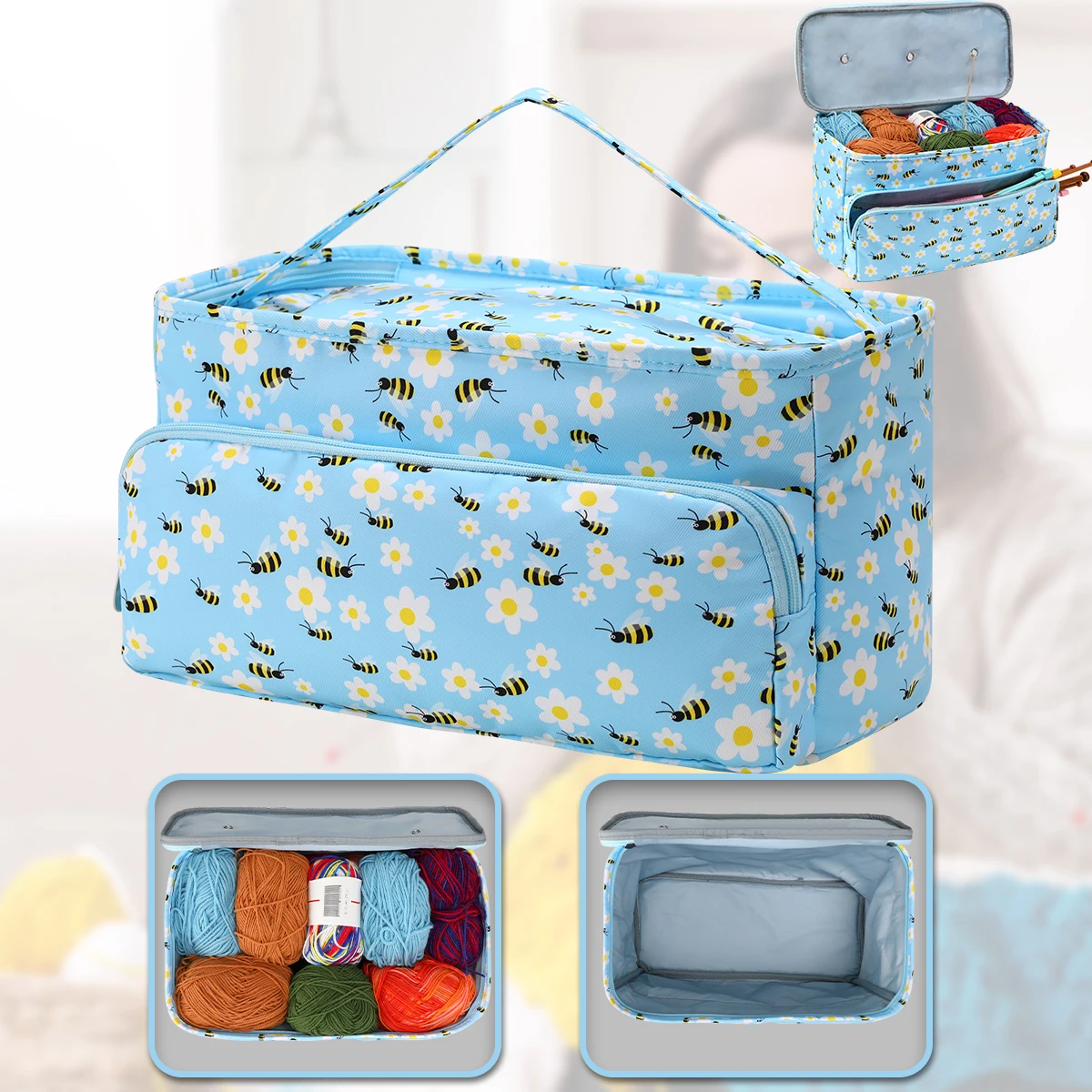 Hot Empty Yarn Storage Bag Portable Knitting Tote Travel Bags Waterproof Sewing Tool Accessories Crochet Hooks Knitted Bag Gift