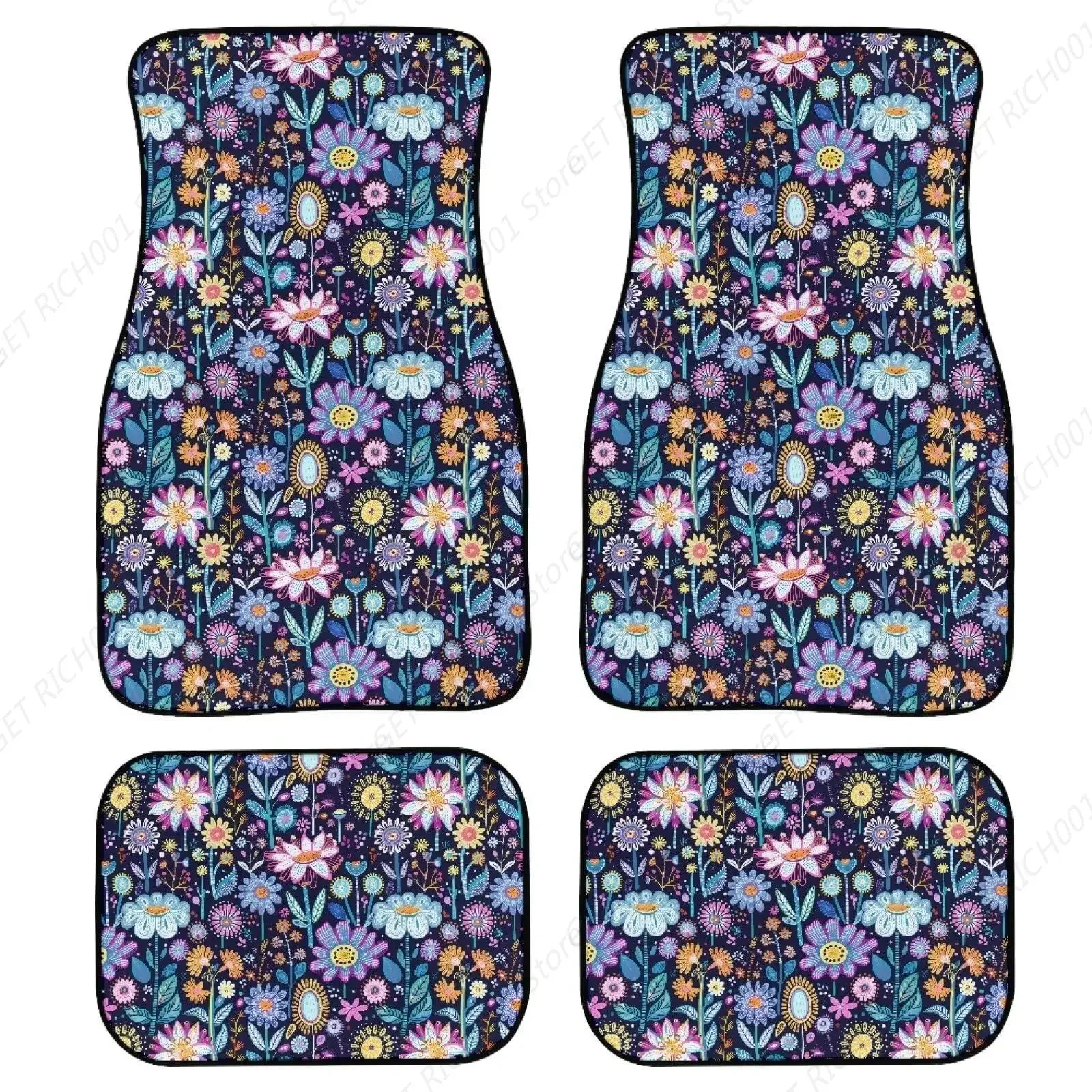 

Alfombrillas Coche Hippie Flower Lotus Blue, Alfombrillas Goma Resistentes Para Coche, Juego Alfombrillas Para Coche 4 Pieza