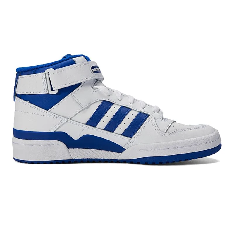 Adidas Origins FORUM Mid Anti slip and Wear resistant Mid top Board Shoes for Men and Women in White and Blue