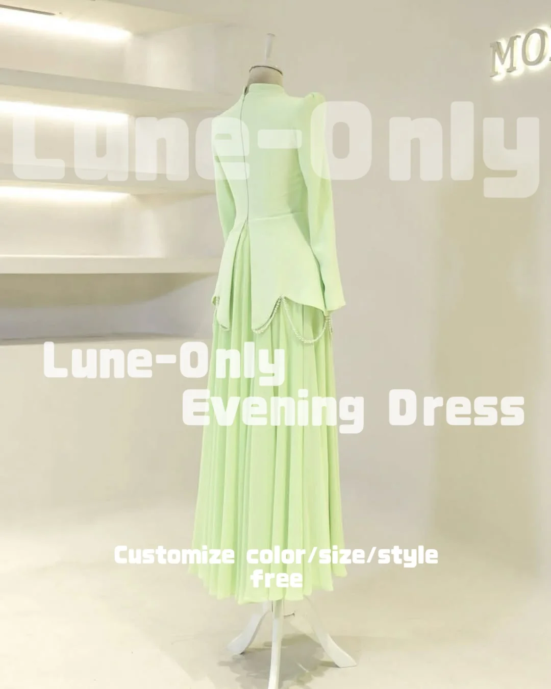 カスタマイズされたビーズ装飾が施されたヴィンテージ風イブニングドレス、長袖、ラウンドネック、エレガントなパーティードレス、プロム、フォーマルドレス