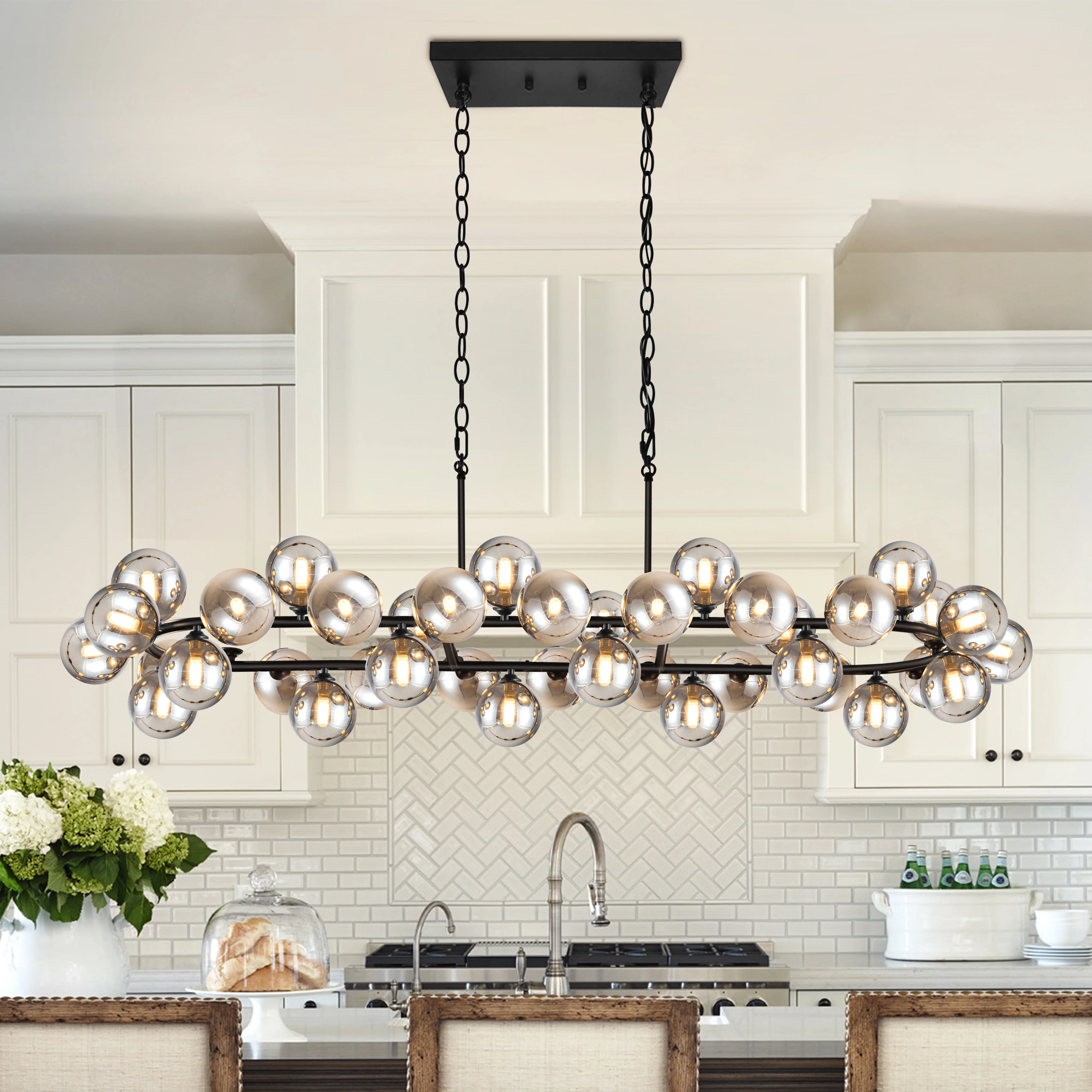

Glass Globe Sputnik Chandelier Dimmable Bubble Chandelier Modern Light Fixture For Living Dining Room Linear Chandelier