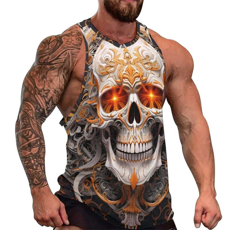 Newest Fashion Skull 3D Print Men's Tank Tops Casual Hip Hop Graphic Streetwear Fitness Tops Tees Men Summer Sleeveless Shirts