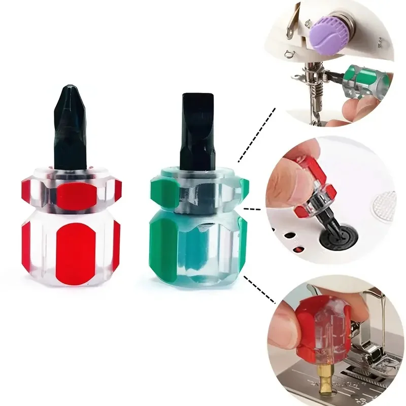 2pcs Screwdriver Mini Small Portable Phillips/Slotted Screwdriver Transparent Handle Repair Hand Tools For Cute Decoration