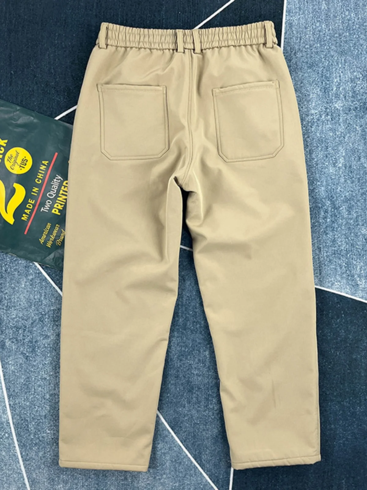 

Thiened Fce Straight Leg Casual Pants Men's Autumn Winter Plaid Retro Khaki Bla Long Pants Simple Warm Trendy