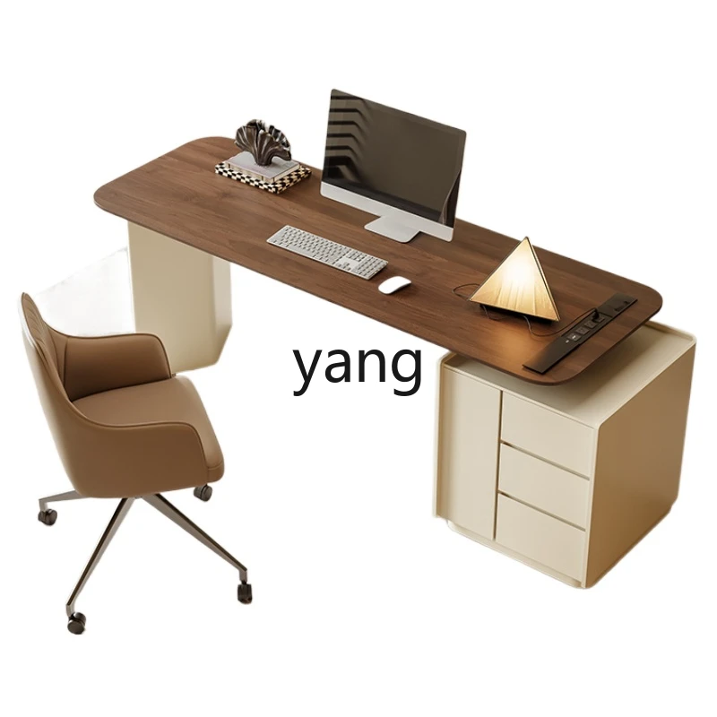 Yjq High-Grade Solid Wood Desk Minimalist Home Living Room Study Desk Walnut Decorative Computer Desk