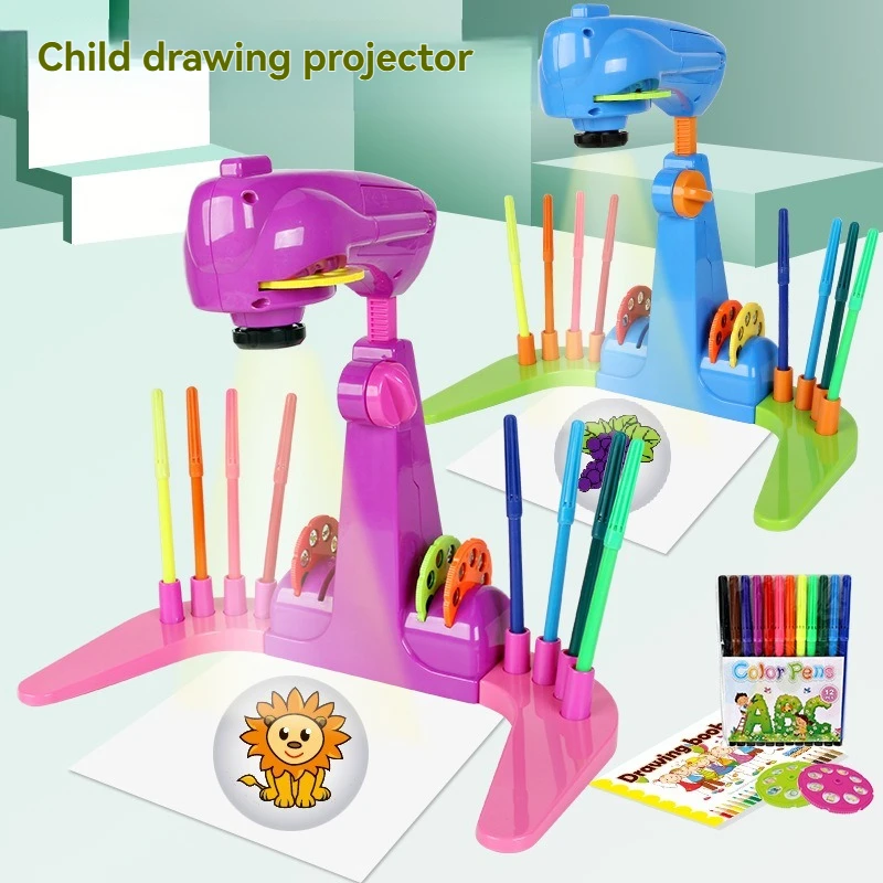 Geniet van mezelf kinderprojectie tekenspeelgoed, slimme kinderprojectie tekensketcher, verstelbare kunstschetscher projector Pasen