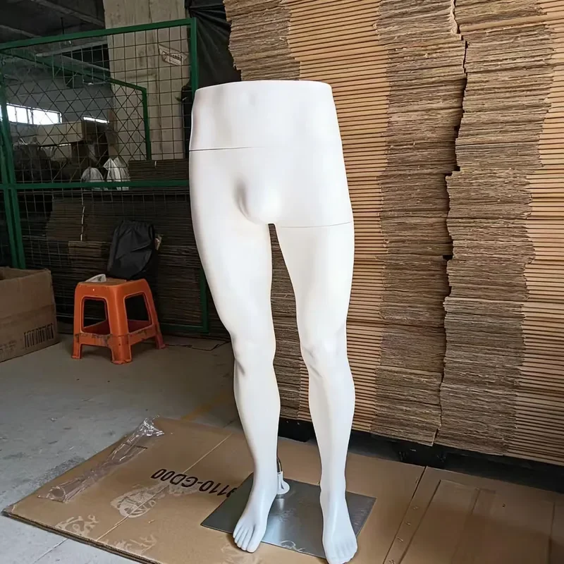 White Plastic Male Mannequin Legs Display Stand Adult Half Body Dummy Model for Window Store Decoration Pants Showcase Prop
