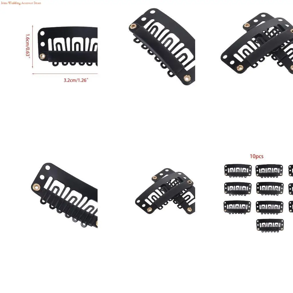 G92D 10 PCS 32mm U Metal Hair Clips For Hair Extensions Weft Clip-on