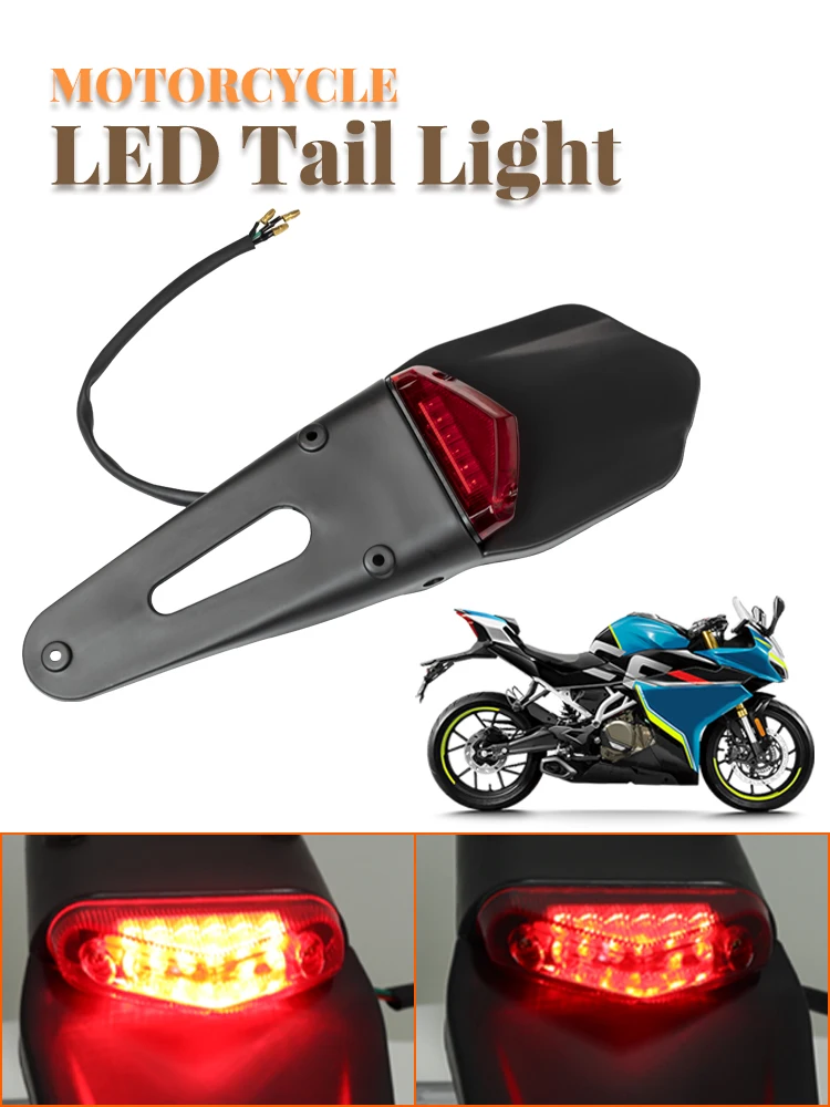 AliExpress NONE Motorcycle Universal 12V LED Taillight Brake Lamp With Rear Fender License Plate Bracket Holder for Enduro Off-Road Bike