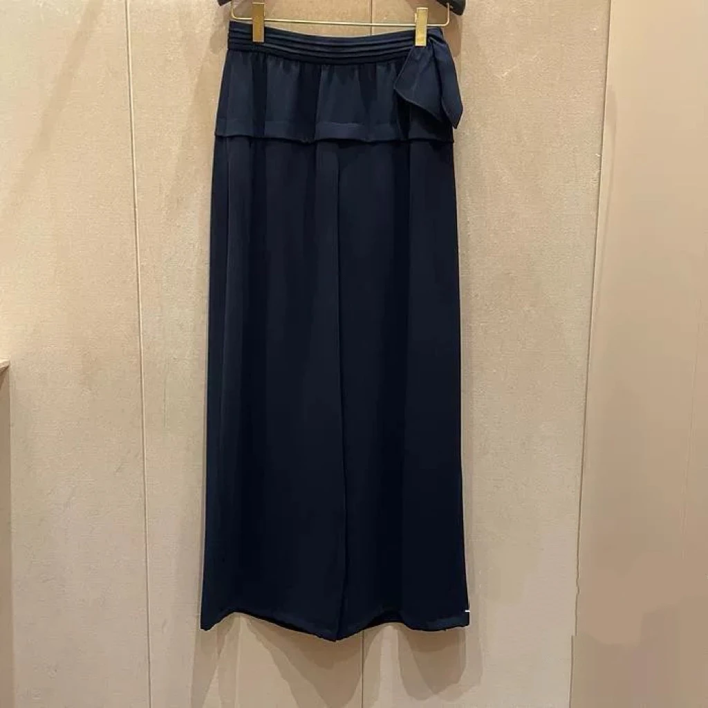 Faionable Pleated Wide Waist Fly  Decorative Versatile Slimming mid High Waist Long Pants Korean Single MNE 25 Summer