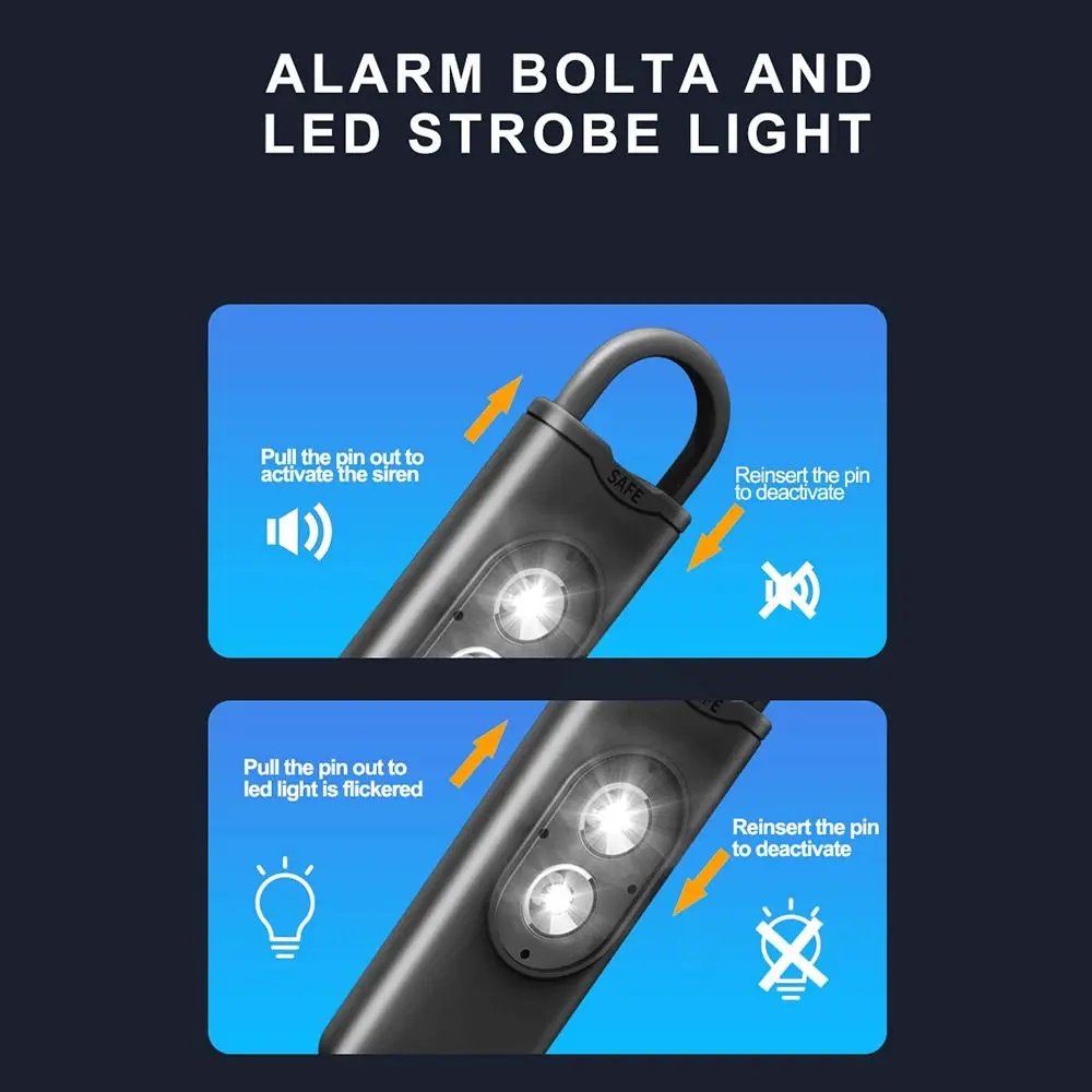 Mini Double flashing Self Defense Alarm Panic Protection Emergency Alarm Keychain Anti-Attack Safety Personal Alarm Outdoor