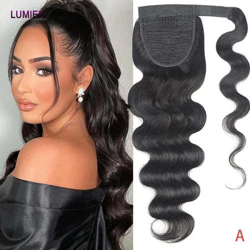 

Body Wave Wrap Around Drawstring Ponytail Human Hair Extension 8-26Inch Corn Wave Ponytail Clip in Extensions Human Hair Pieces