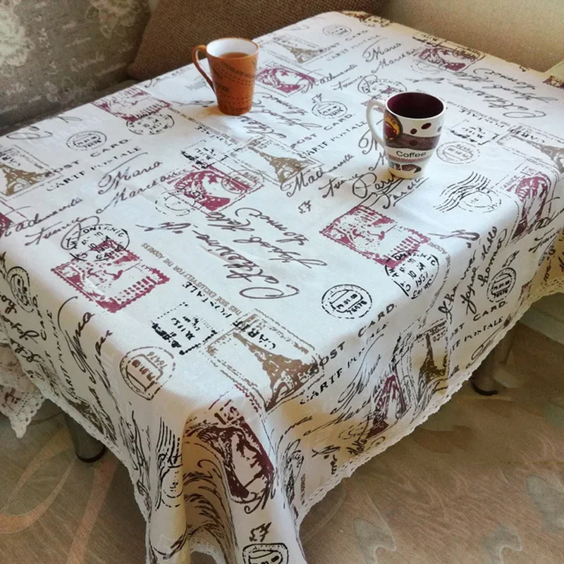 SLSHLYJ Multiple sizes Kitchen decorative tablecloth restaurant printed cotton lace tablecloth table kitchen decoration