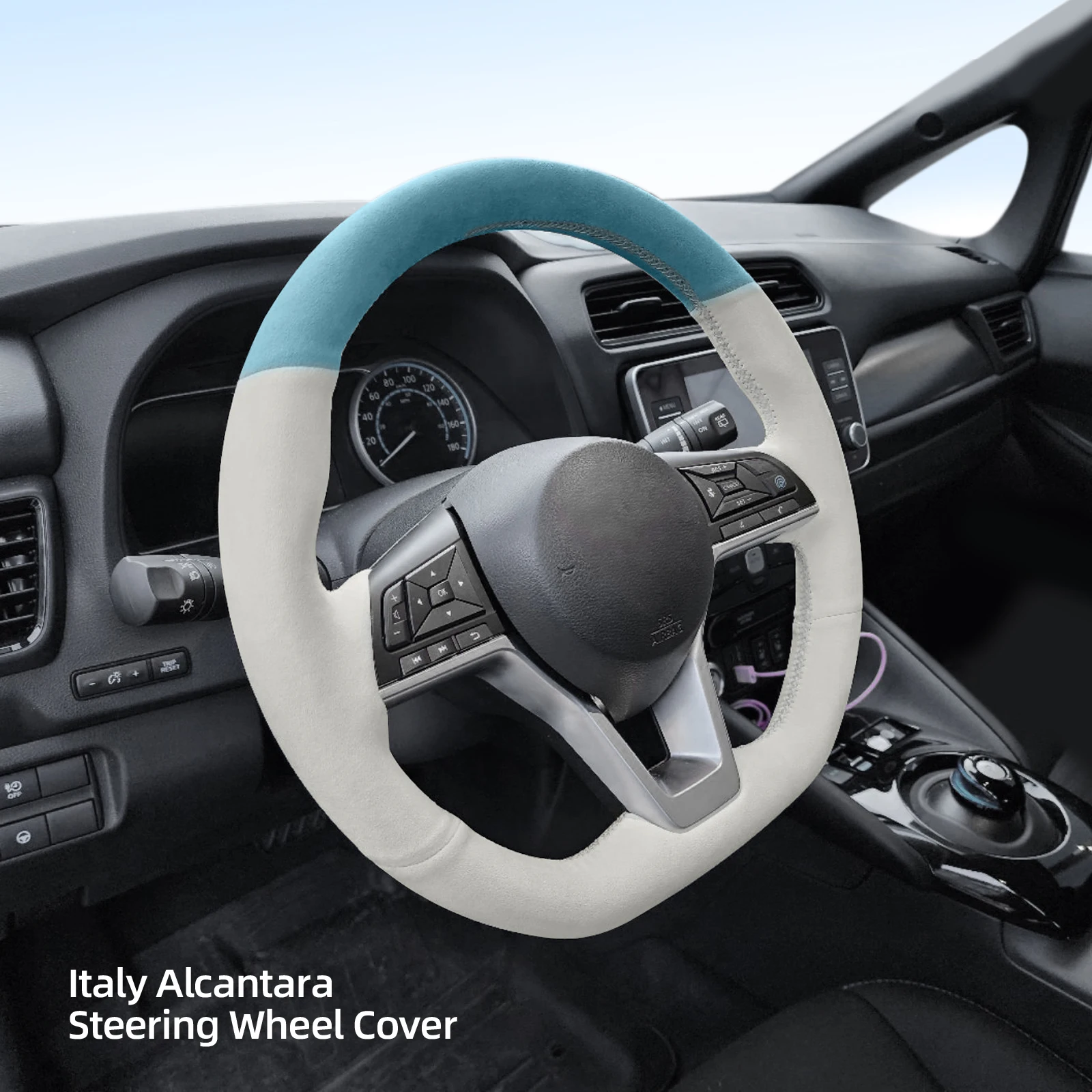 Alfanxi Hand Stitch Alcantara Steering Wheel Cover Compatiable with Nissan Qashqai X-Trail Leaf  Juke  Micra Serena Altima