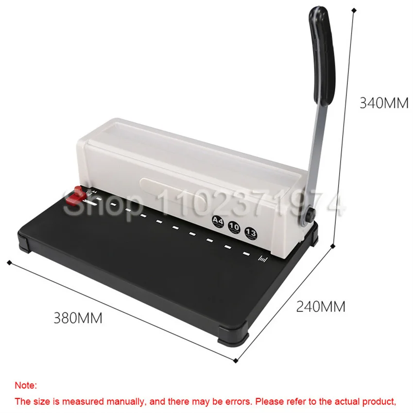 10 Hole Clamp Strip Binding Machine Puncher A4 Paper Square Hole Punching Machine Office File Binding Tool