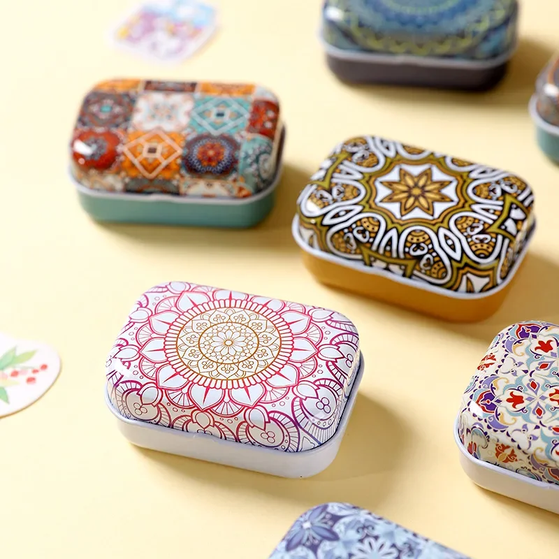 1/3/6Pcs Flip Top Rectangular Tin Box Portable Mini Metal Storage Case for Candy Paperclip