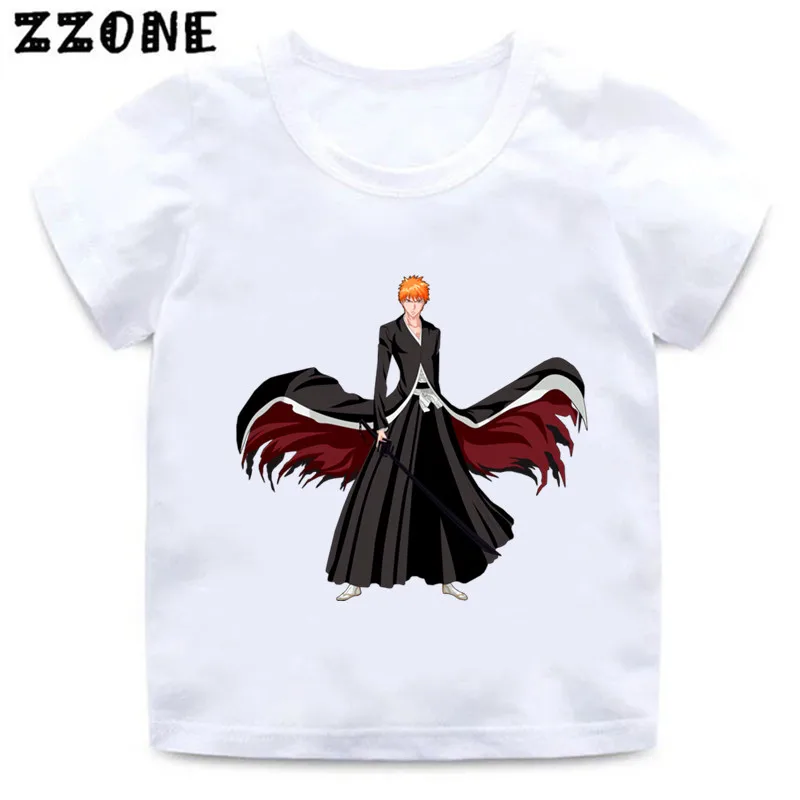 Anime Bleach Kurosaki Ichigo Print Cartoon Kids T-Shirts Casual Girls Clothes Baby Boys Short Sleeve Tshirt Summer Children Tops
