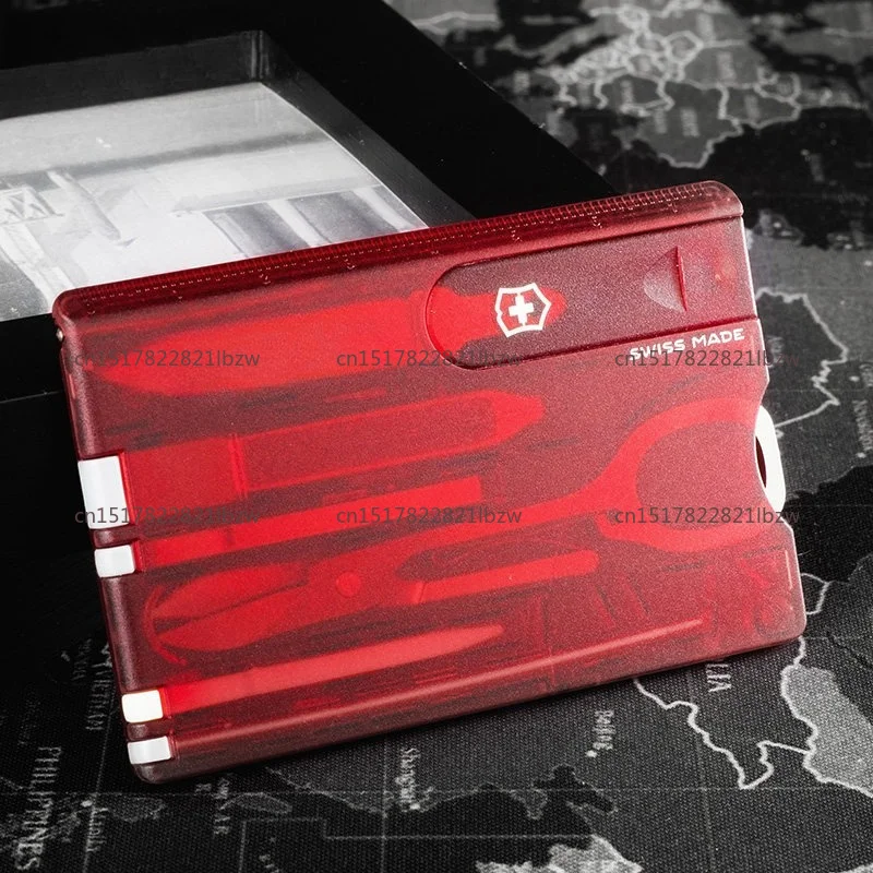 Army Knife Swiss Card Transparent Red 0.7100. T Portable Thin Card Scissors Black Blue White