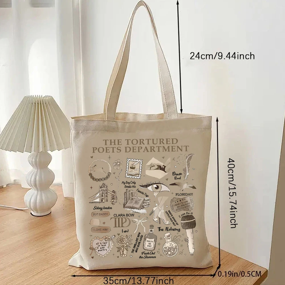 Music Lover Concert Fans Handbags Reusable Practical Canvas Tote Bags Eras Tour Album The Tortured Poets Department Swiftie Gift