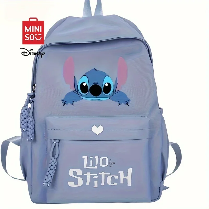 

MINISO Disney Stitch Cartoon Kids Mochila New Teenager School Bags Large Capacity Fashion Student Backpack Girl Travel Knapsack