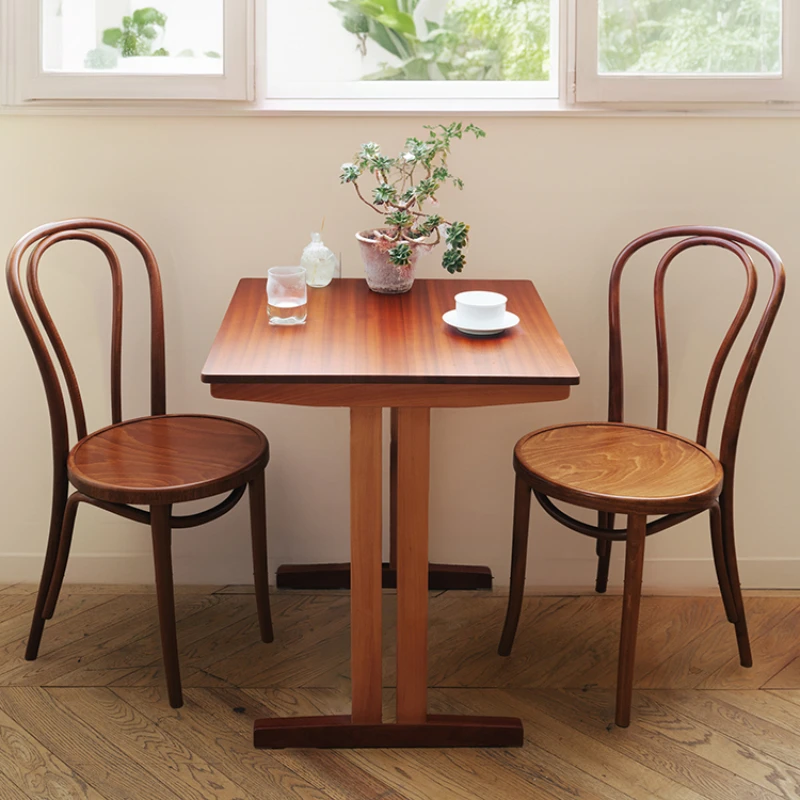 

Spring breeze, solid wood square , simple retro home dining table, small apartment balcony, living room