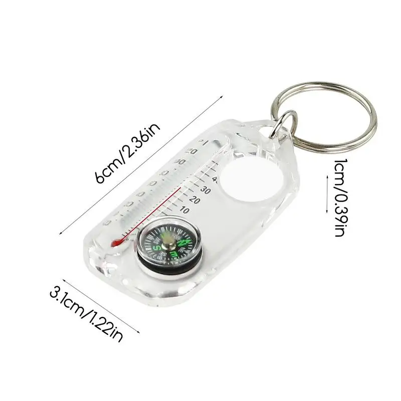 Mini Compasses Thermometers Keychain Survival Thermometers Compass Keychain Mini Pocket Sized Compass Keyring Outdoor Small Gear