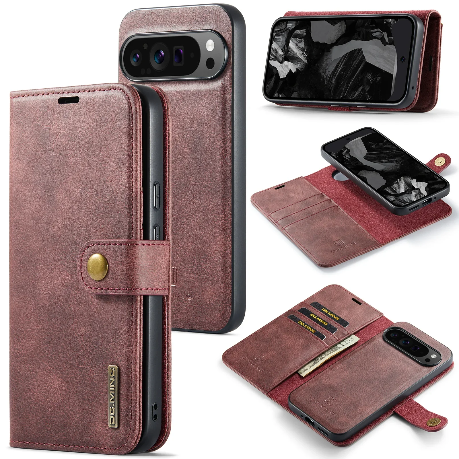 2 in 1 Detachable Cards Solt Wallet Leather Phone Case For Google Pixel 9 Pro XL 8A 7 7A 6 6A Magnetic Removable Bag Book Cover