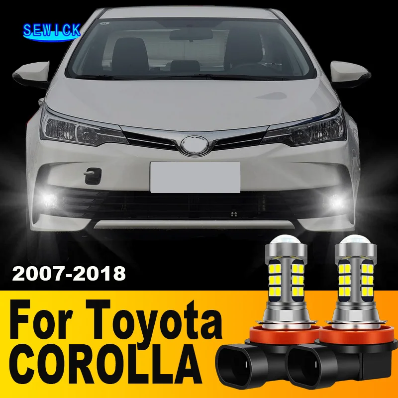 

2 шт. светодиодные лампы автомобиля, передние противотуманные фары, аксессуары для Toyota COROLLA 2007 2008 2009 2010 2011 2012 2013 2014 2015 2016 2017 2018