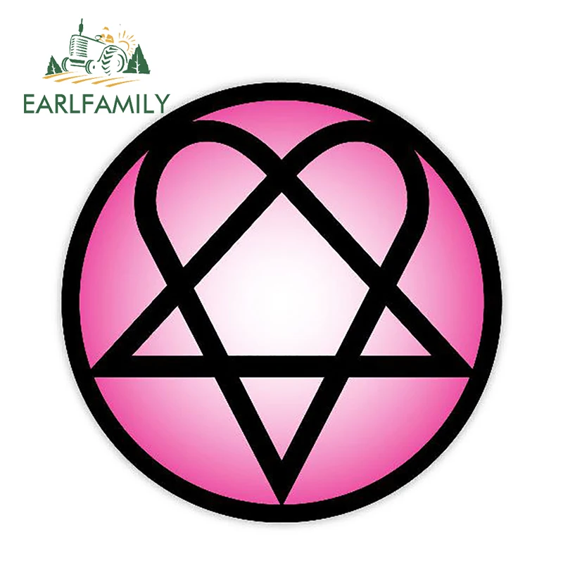 EARLFAMILY Heartagram Pink Decal Funny Reflective Car Styling Sticker Waterproof Auto Motor Decoration Graphics Car Stickers