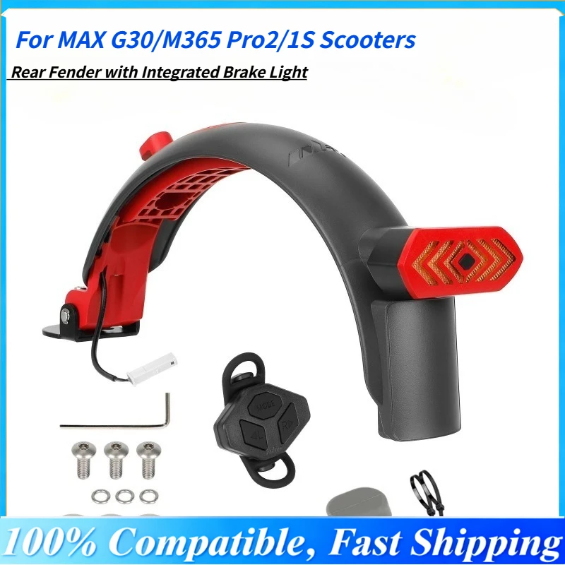 

Aluminum Alloy Rear Fender with Integrated Brake Light for MAX G30/M365 Pro2/1S Scooters - Metal Mudguard Splash Guard
