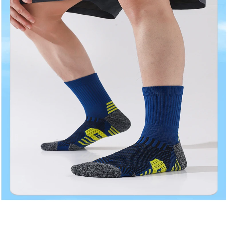 Calcetines deportivos profesionales para fitness, calcetines para correr antideslizantes con parte inferior de toalla, baloncesto de secado rápido para hombres y mujeres Tain EUR38-44