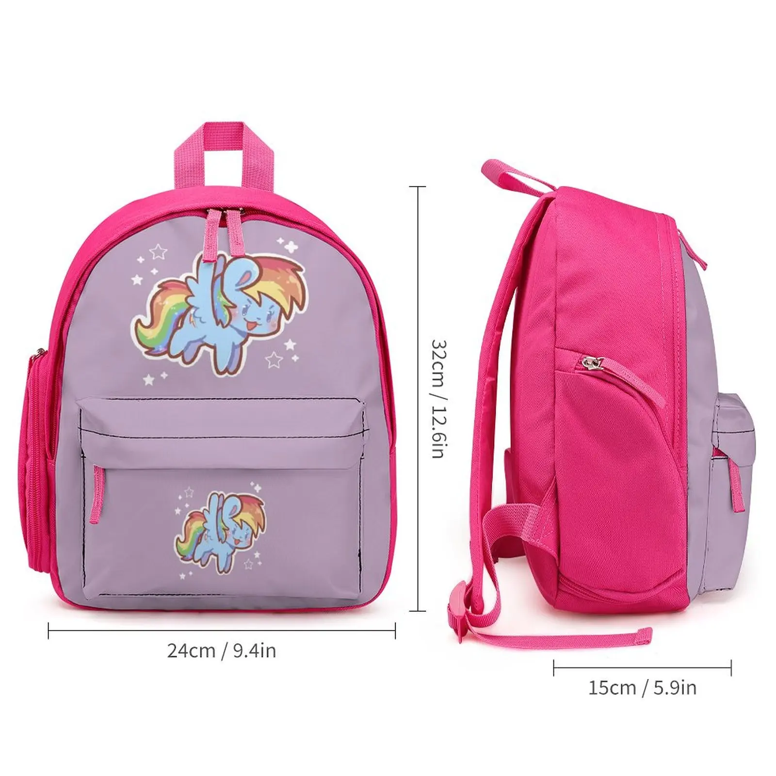 Diy Girl Pink Schoolbag Toddler Backpack Small Pocket Cute Backpack Custom Pony Cartoon Design Back-To-School Season