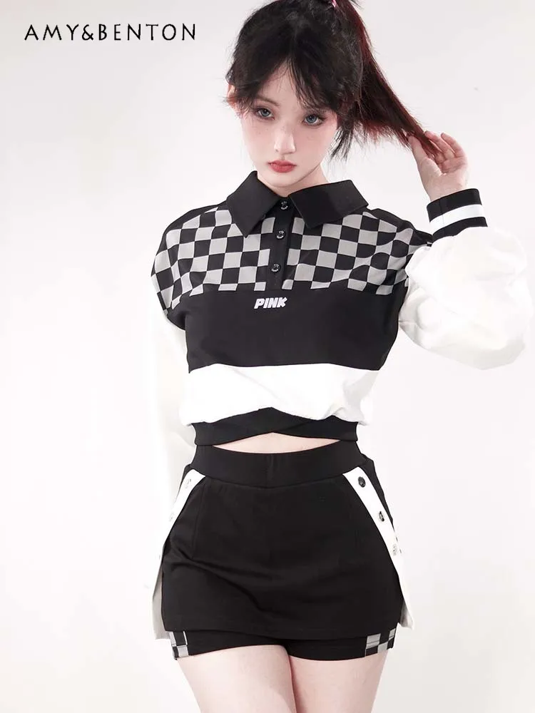 Spring Summer New Hot Girl Y2K Street Color Matching Coat High Waist Slim Wide Leg Pants Harajuku Two Piece Sets Womens Outifits