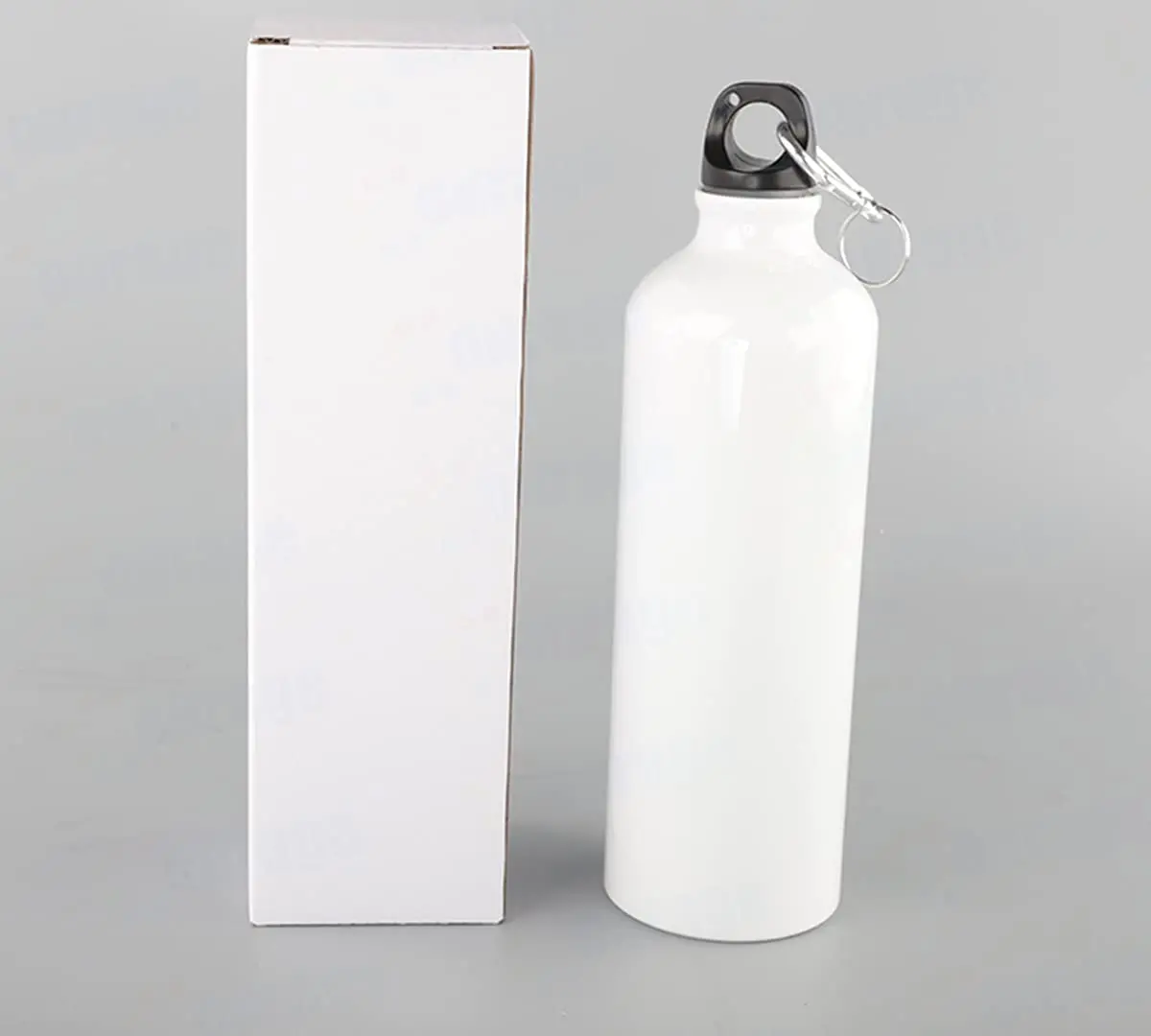 5PCS/Lot 400/500/600/750ml White Blank Sublimation Water Bottle with Carabiner Aluminum Leakproof Kettle for Heat Press Printing