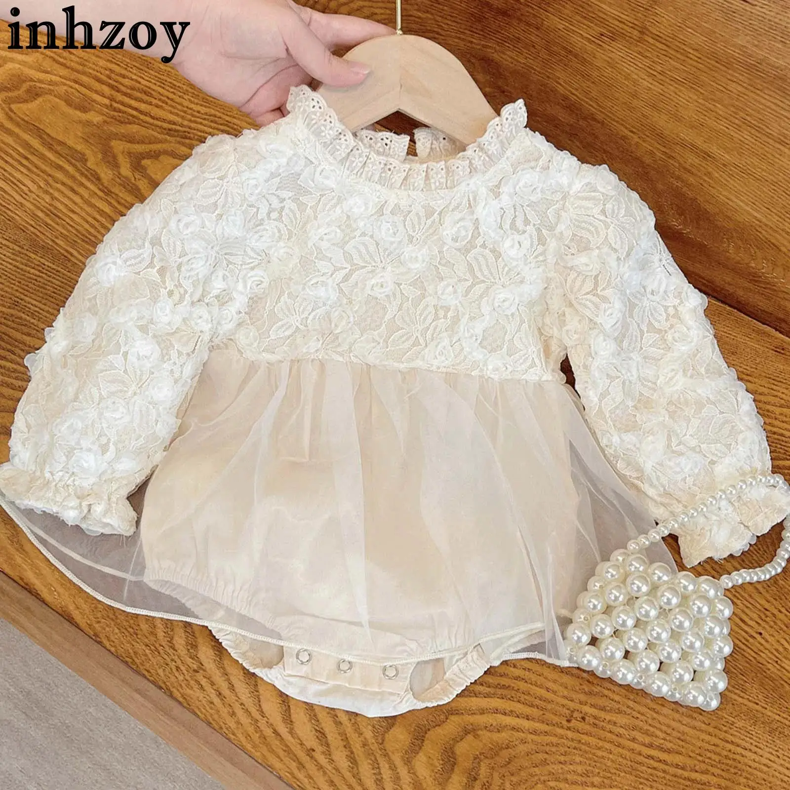 

Милый милый кружевной тюлевой комбинезон с цветочным принтом для маленьких девочек, платье принцессы с бантом на голову для крещения, дня рождения, свадьбы, вечеринки, фотографии