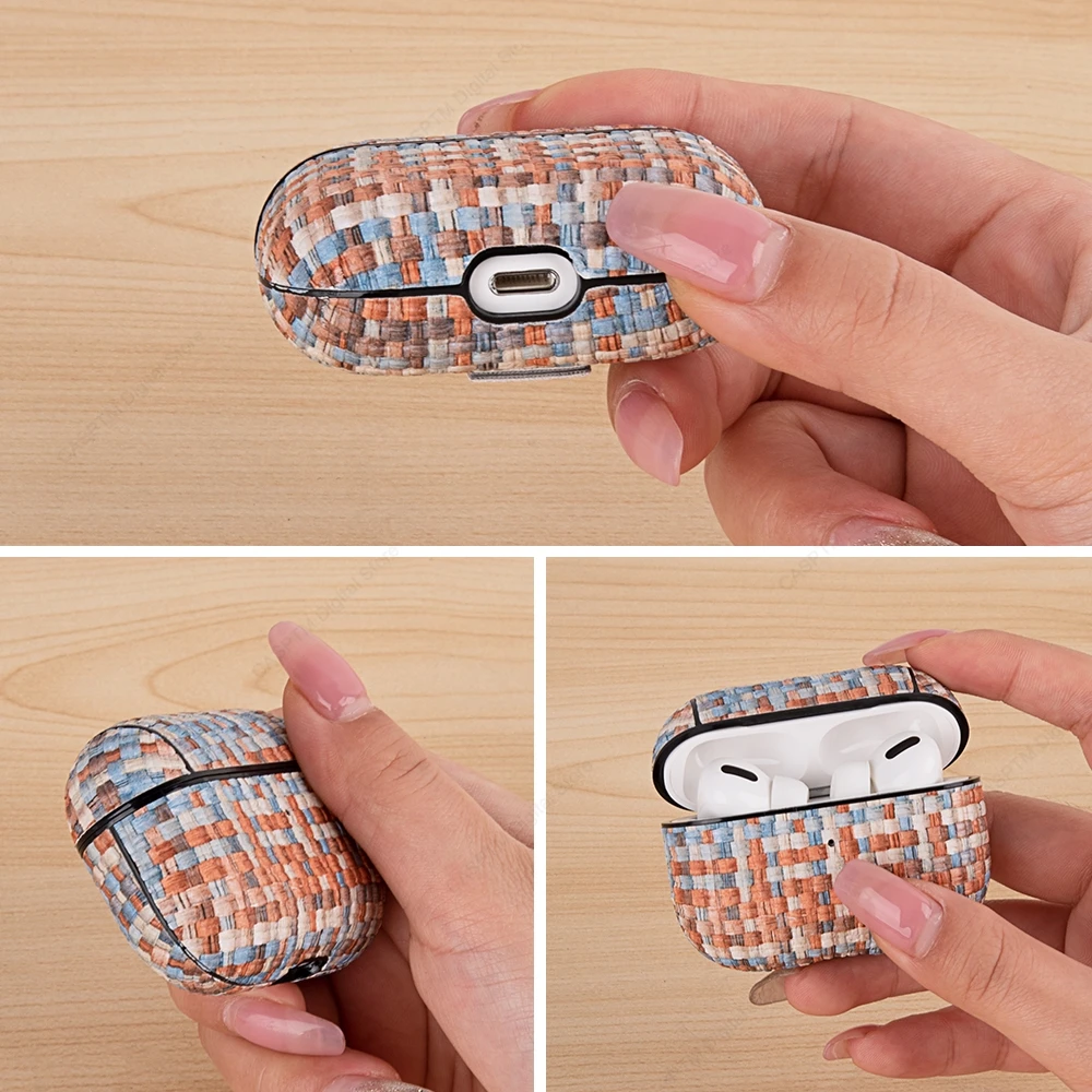 Capa de padrão tecido para airpods pro 2 3 caso sem fio casos de fone de ouvido para airpods pro2 pro 2 2nd gen coque para airpods 3 2 1 caso