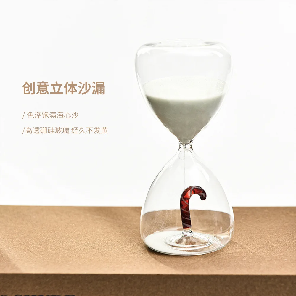 Creative 15 Minutes Red Cherry Hourglass Timer Christmas Candy Glass Hourglass Home Decoration Exquisite Birthday Gift