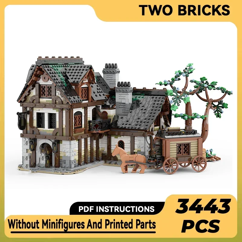 Castillo Medieval modelo Moc, ladrillos de construcción, tecnología de taberna Medieval, bloques modulares, regalos, juguetes de Navidad, conjuntos DIY de montaje