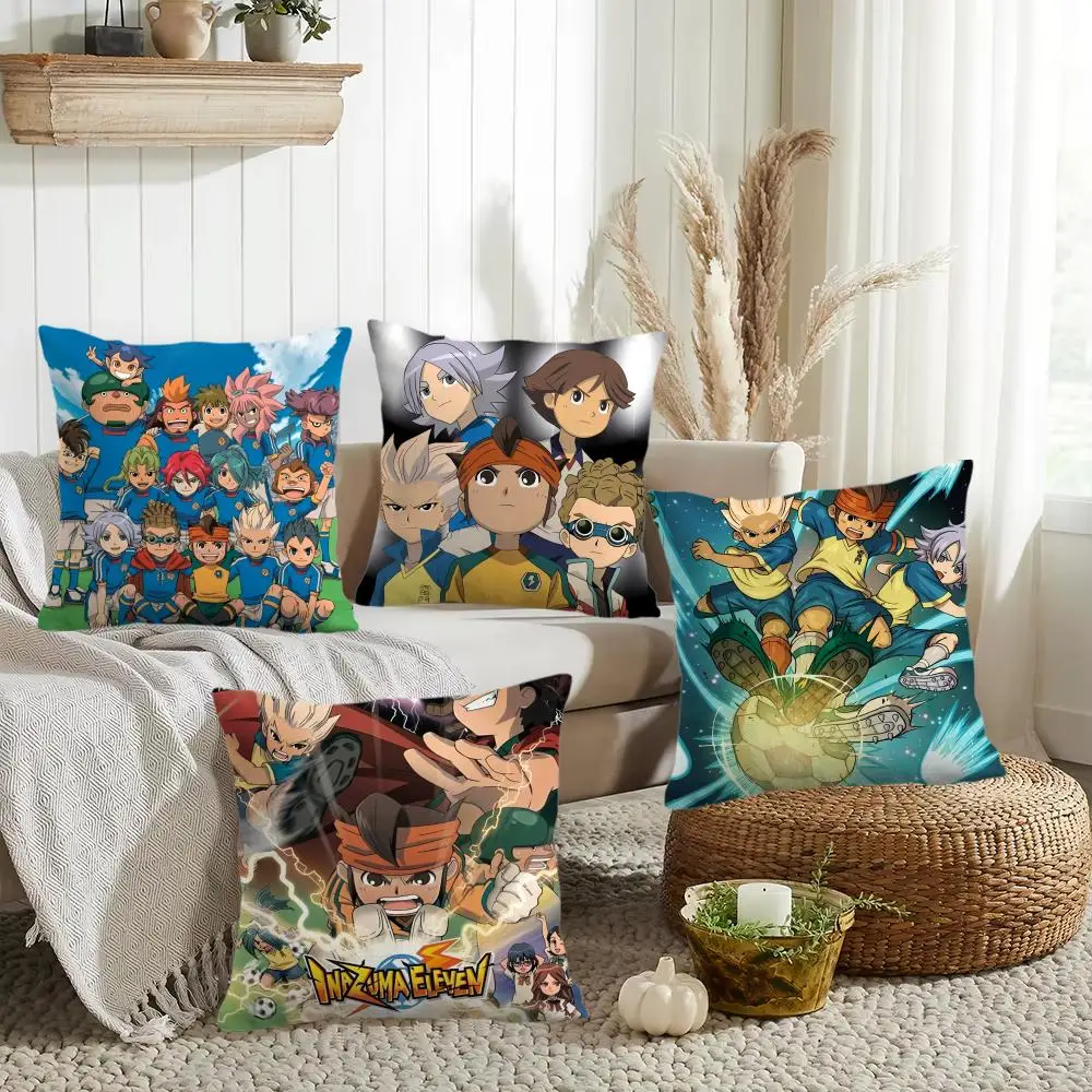 Game I-Inazuma Eleven Cushion Cover Silky Short Plush Invisible Zipper Dustproof Sofa Pillow Case for Home Decor