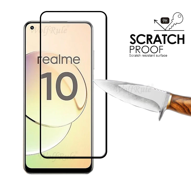 4-in-1 For OPPO Realme 10 Glass For Realme 10 Tempered Glass 9H Full Cover Glue HD Screen Protector For Realme 10 4G Lens Film