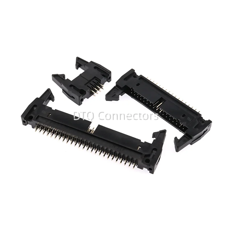 5Pcs 2.54mm Pitch DC2 Male IDC Connector Socket Header With Hook Horn Sample 6P 8P 10P 12P 14P 16P 20P 26P 30P 34P 40P 50P 64Pin