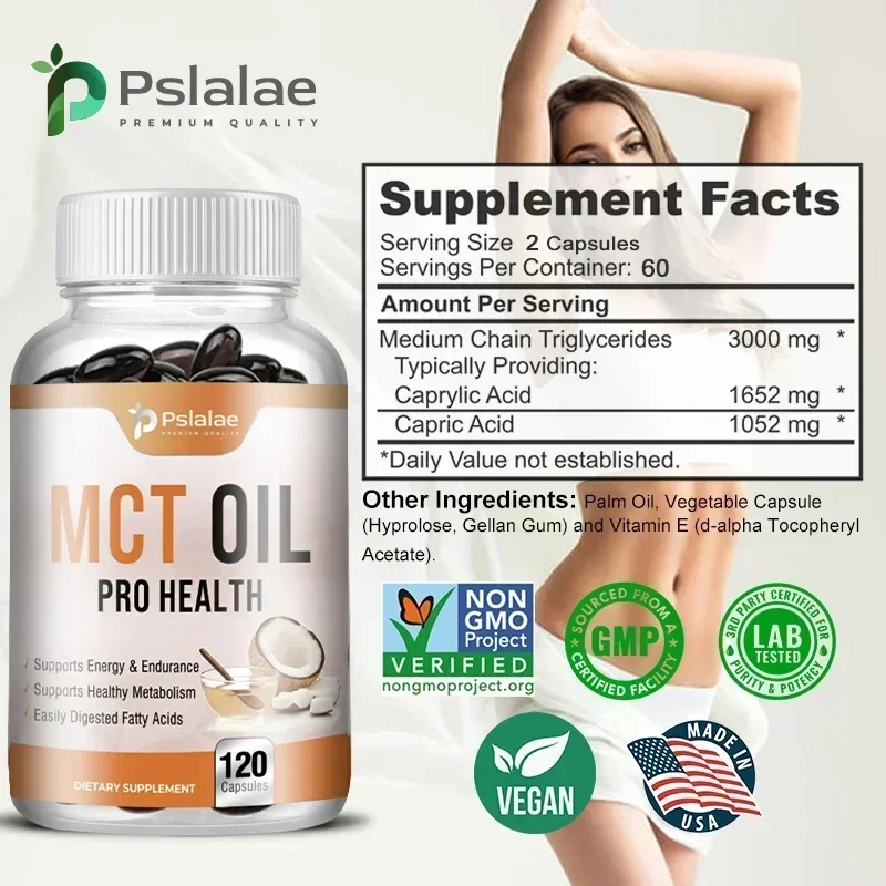 MCT Oil Capsules - Weight Management, Promotes Healthy Digestive System, Boosts Brain Function, Support Energy and Endurance