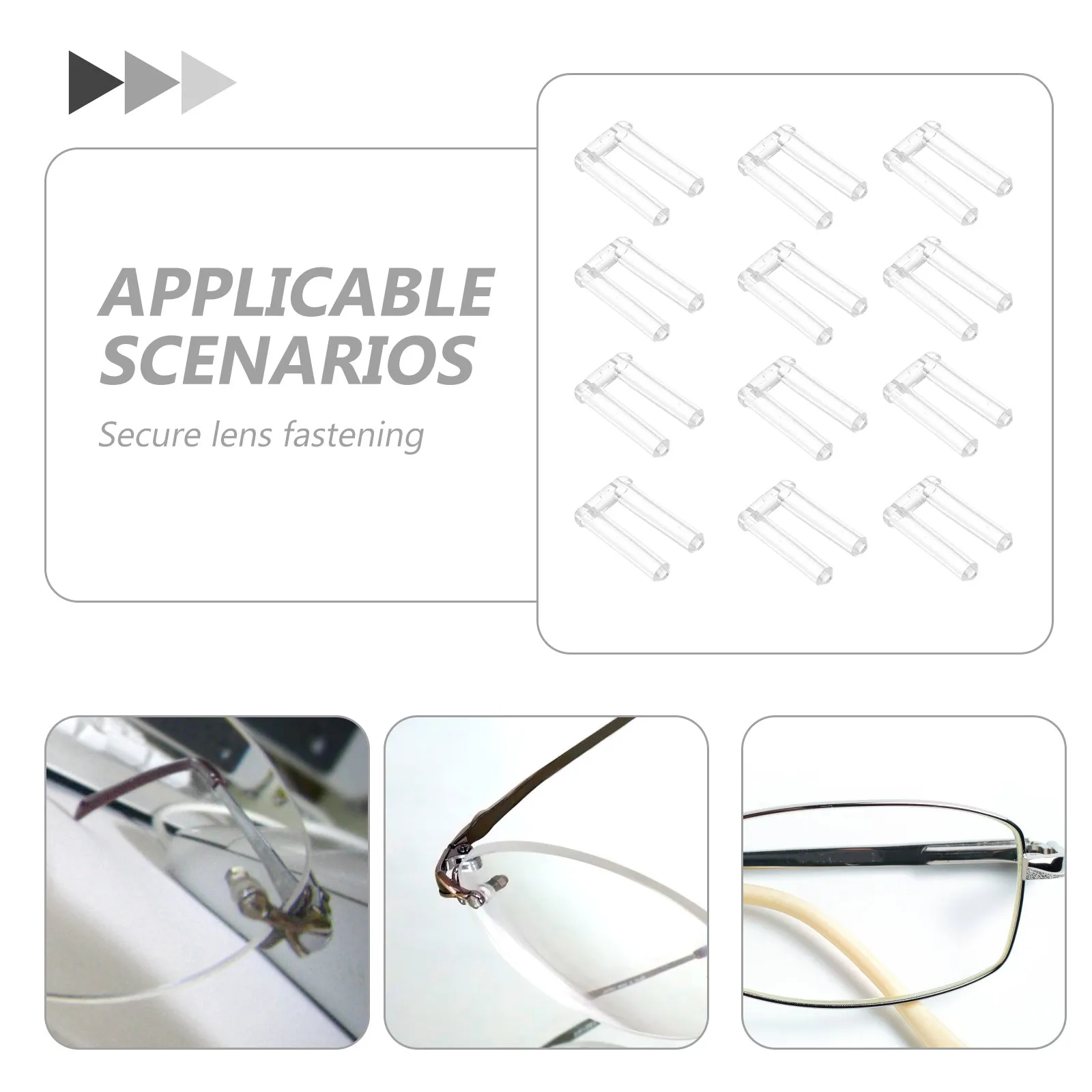 200Pcs Rimless Eyeglasses Buckle Gel Plug Lens Holder Secure Fastening Repair Tool for Eyeglass Fitting Spectacles Installation