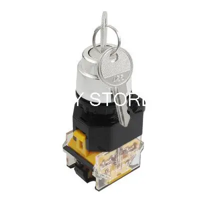 Rotary Keylock Select Ignition 2 Position Pushbutton Switch 380VAC 10A NO NC 22mm Mounting Hole