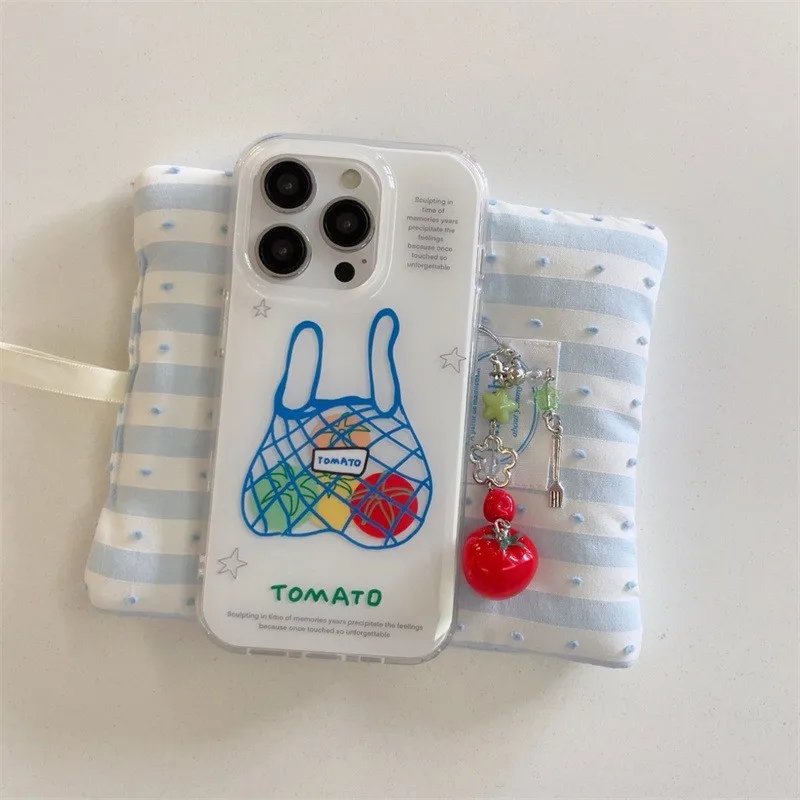 Coque de téléphone coréenne INS, un sac de tomates, pour Xiaomi Redmi Note K60 13 12 12C 11 10 10C 13C 10X K50 9T Pro Plus Ultra 4G 5G