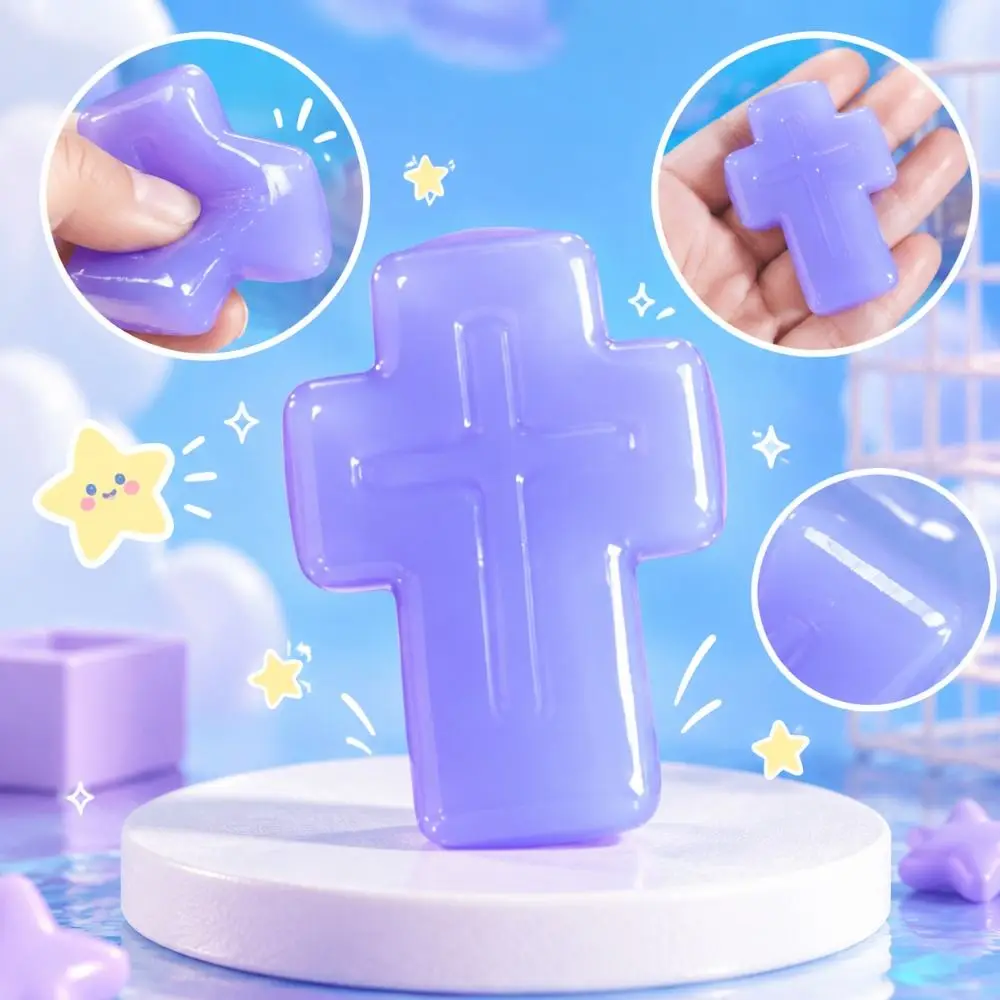 Super Soft Faith Cross Squishy Slow Rebound Smooth Surface Cross Stress Squeeze Skin-friendly DIY Craft Fidget Sensory